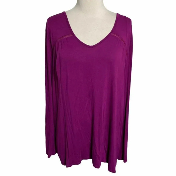 Faded Glory XL dark pink flows boho tunic top - Picture 2 of 6
